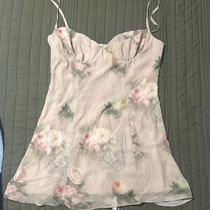 House of CB Pale Pink Floral Midi Slip Dress